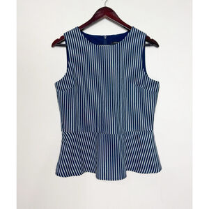 Banana Republic Women Peplum Tank Top Size 6 Navy Blue Striped Business Casual